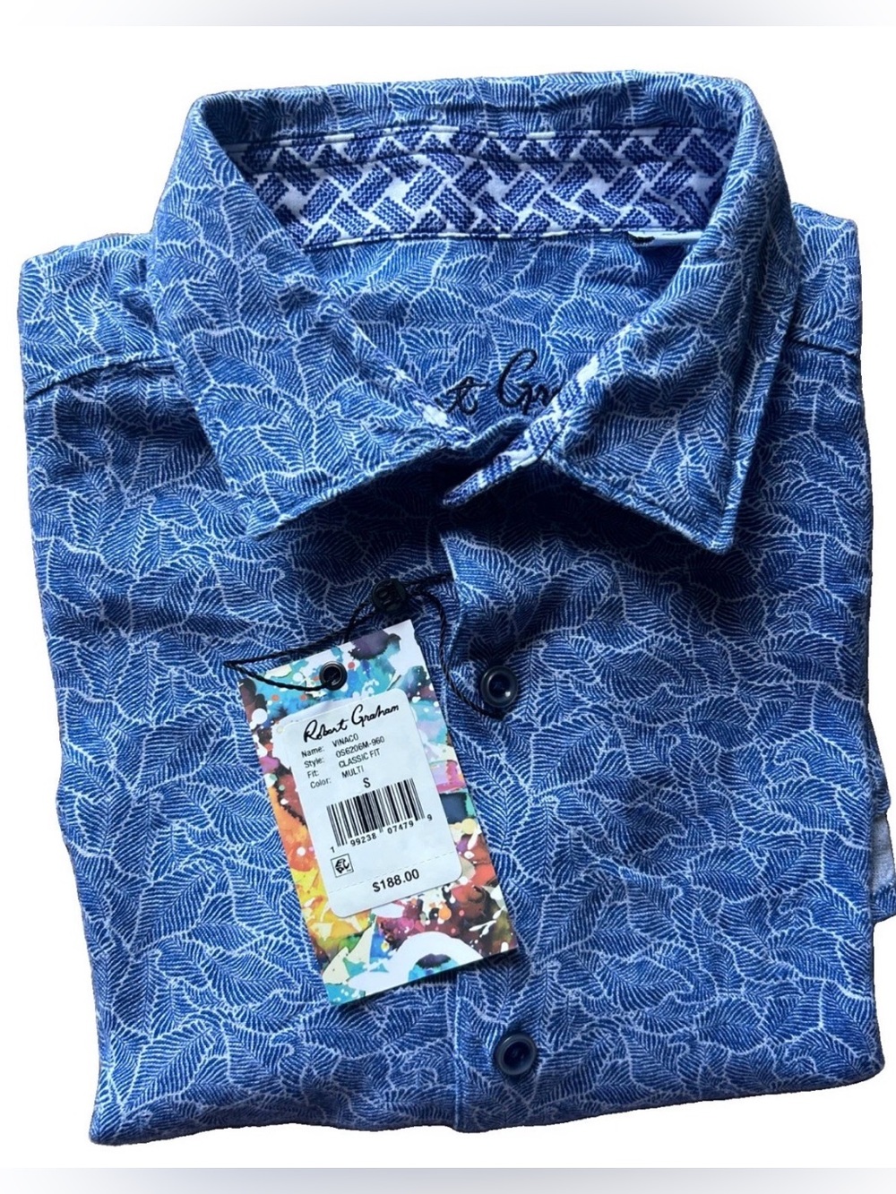 Robert Graham Blue Abstract-Print Button-Down Shirt